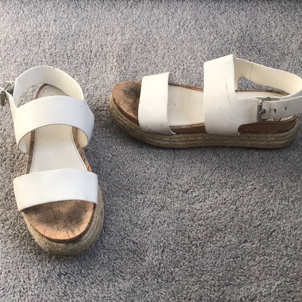 Marc Fisher White espadrille platform sandals